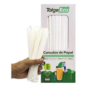 TALGE CANUDO PAPEL BRANCO FSC100% COM 100 UNIDADES